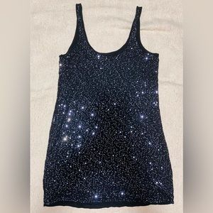 Express Dreamweight cotton midnight blue sequin tunic M